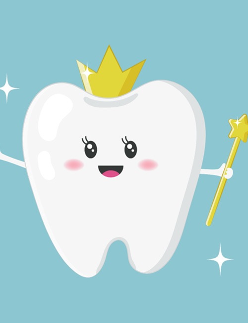 cartoon of a dental crown    